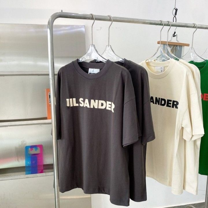 cod-dsfdgdffghh-hot-spot-mens-and-womens-same-sex-couples-top-jil-sander-fashion-casual-pure-cotton-simple-letter-logo-printed-large-short-sleeved-t-shirt-collar-tag