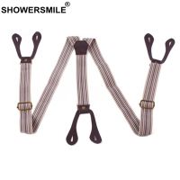 SHOWERSMILE ปุ่ม Suspenders ผู้ชาย Braces ลายกาแฟ Y กลับปรับชายหญิง Suspenders อังกฤษ Vintage กางเกงสายคล้อง-VXCB MALL