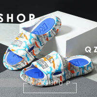 QZshop ⚡️รองเท้าแตะแฟชั่น มาใหม่ รองเท้าแตะแต่งลาย? พื้นรองเท้ามีสกรีนอักษรภาษาอังกฤษไปอี๊ก ?สะดวกสบาย คุมโทน?