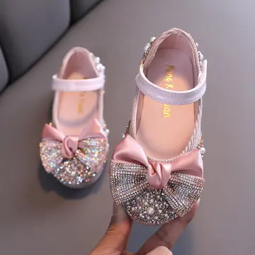 2022 New Childrens Shoes Pearl Rhinestones Shining Kids Performance Shoes  Baby Girls Princess Shoes For Party and Wedding