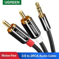 UGREEN AV116 AUX 3.5mm to 2RCA Audio Auxiliary Stereo Y Splitter Cable ใช้งานได้กับเครื่องเสียง เครื่องเล่นเพลง MP3