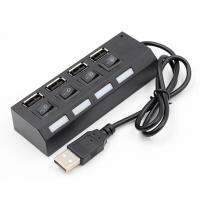 USB 2.0 Hi-Speed 4-Port Splitter Hub Adapter For PC Computer (สีดำ)