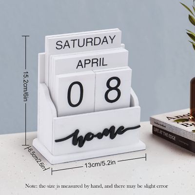 Vintage Wooden Calendar Table Calendar Countdown Card Display Desktop Accessories Photography Props Home Office Decoration