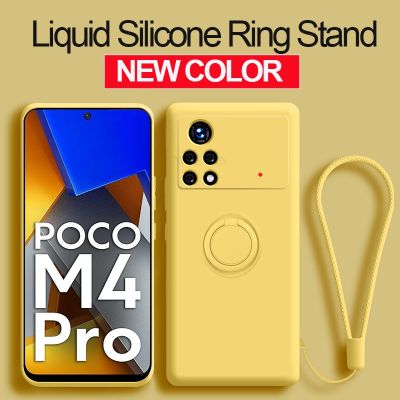 「16- digits」 Poco M4 Pro 4G เคสที่ใส่แหวนซิลิโคนเหลวดั้งเดิมเคสนุ่มสำหรับ Poco M4 M3 Pro 5G Poco X3 Pro NFC F3ฝาครอบป้องกัน