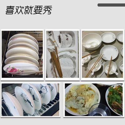[COD] shipping 10 rice bowls home ceramic eating soup spoon and chopsticks set bone china simple Chinese styleTH