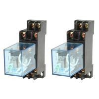 2X HH52P DC 24V Coil DPDT 8 Pins Electromagnetic Power Relay with DYF08A Base, Black+ Clear Blue