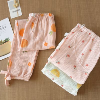 Fdfklak Womens Trousers Pajamas Cotton Gauze Casual Comfortable Pants For Pregnancy Stomach Lift Print Sleeping Clothes