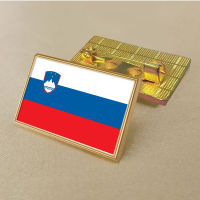 Slovenia flag pin 2.5*1.5cm zinc alloy die-cast PVC colour coated gold rectangular medallion badge without added resin