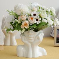 Human Body Shape Vase Ceramic Vase Pottery Flower Pot Tall Vases Figurine Flower Holder Desktop Ornaments Human Body Flower Vase