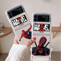 เคสสำหรับ Samsung Galaxy Zflip3 5G Z Flip 4 Zflip Z Flip 3 Zflip4 Flip4 Marvel Deadpool Spiderman แบบใส