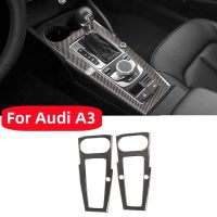 For Audi A3 S3 2014-2018 Car Accessories Decor Carbon Fiber Shifting Center Console Cupholder Set Gear Panel Trim Sticker Frame