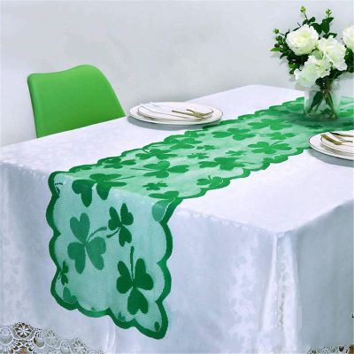 ผ้าปูโต๊ะใบไม้สีเขียวผ้าปูโต๊ะตกแต่งเทศกาลผ้าประดับผ้าเช็ดโต๊ะไอริชของตกแต่งวันเซนต์แพทริกธงตารางวัน