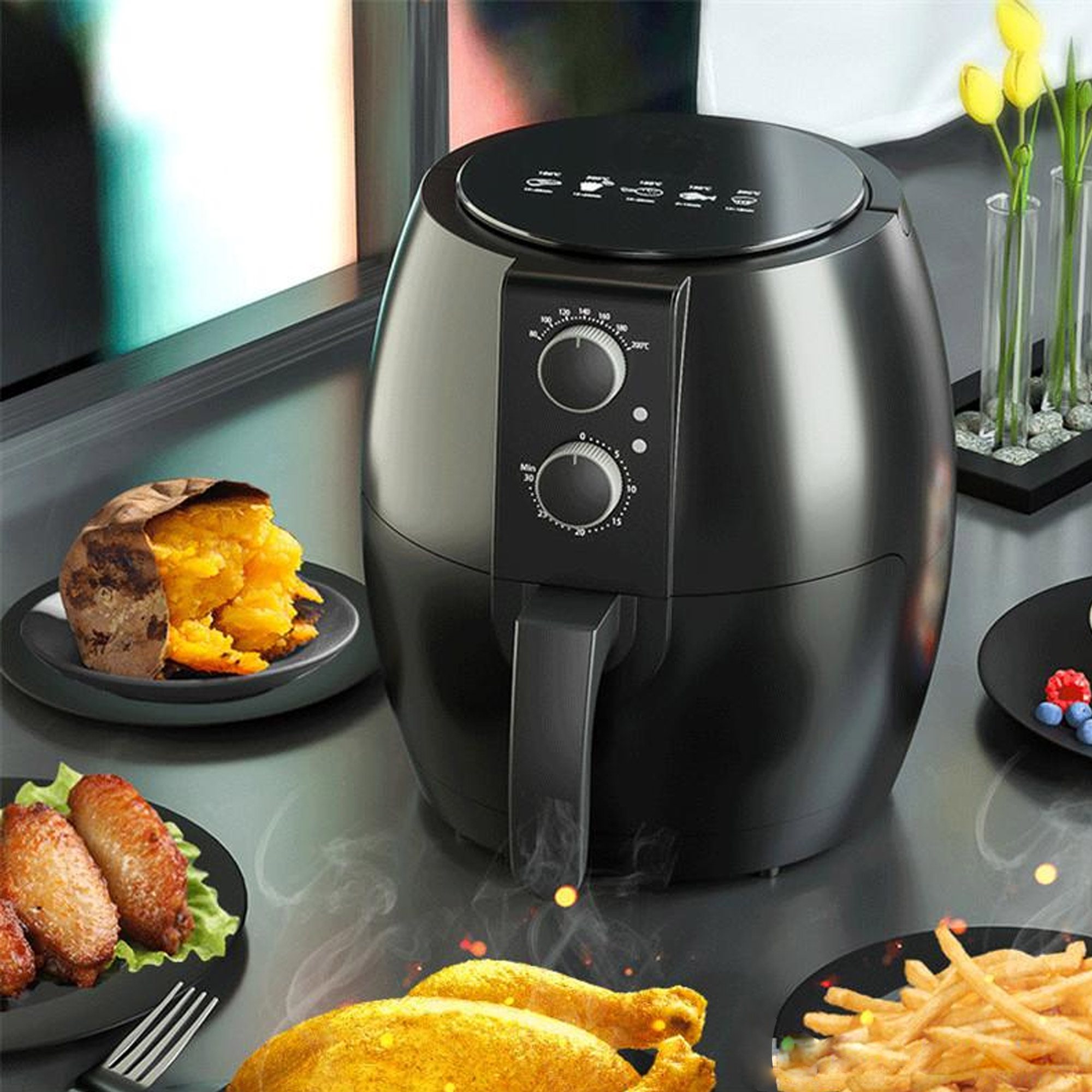 Oilless Air Fryer Healthy Smokeless Low-Fat Non-stick Cooker 1400W 4L 