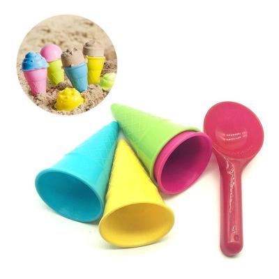 5pcs/set Beach Toys Ice Cream Cup Spoon Play House Toys Snow Outdoor Beach Sand M2P7
