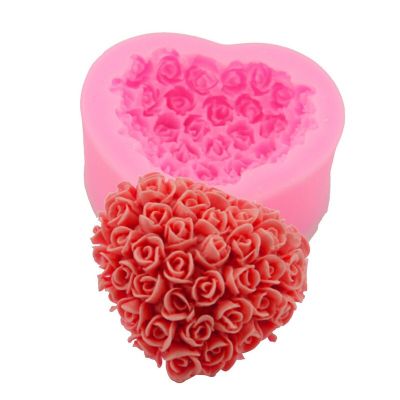 แม่พิมพ์สบู่ซิลิโคนรูปหัวใจน่ารักรูปดอกกุหลาบ Diy 3d ทำสบู่โฟมเครื่องมือแม่พิมพ์แต่งหน้าเค้กแฮนด์เมด