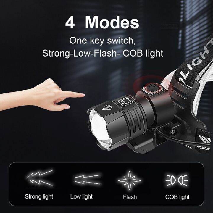 ใหม่ล่าสุด-xhp199ไฟ-led-กำลังสูงไฟฉายคาดหัวแบบชาร์จ-usb-ได้ไฟหน้า-led-กำลังสูง-xhp160ไฟฉายคาดหัวกันน้ำ18650