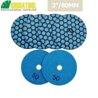 SHDIATOOL 6pcs 3 /80mm Grit 50 Diamond Dry Polishing Pad For Granite Marble Resin Bond Sanding Disc For Stone Without water