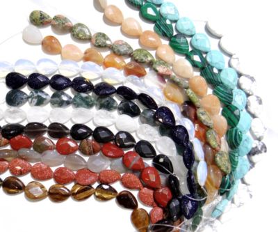 13x18mm Natural stone Quartz agate Tiger eye Opal Faceted water drop spacer beads for Diy Jewelry Making Bracelet Necklace 12pcs