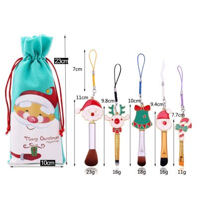 【cw】 Christmas Makeup Brushes Set Soft Synthetic Hair Cosmetic Eyeliner Foundation Powder Blending Eye Shadow Cute Tools