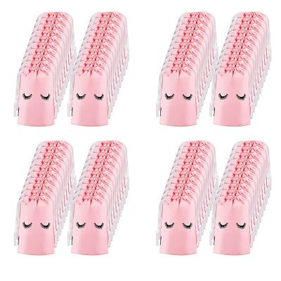 200 Pieces Eyelash Aftercare Bags Plastic Makeup Bags Toiletry Makeup Pouch Cosmetic Travel with Drawstring Pink,L