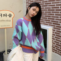 พร้อมส่ง ?? Violet sweater เสวตเตอร์แขนยาวพิมพ์ลายสวยมาก (35555)