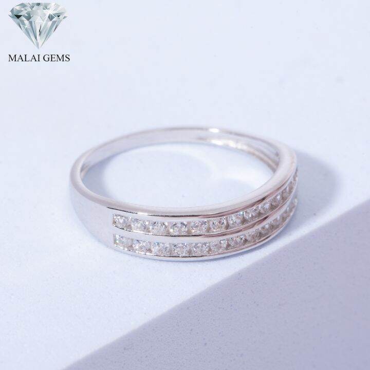 malai-gems-แหวนเพชร-เงินแท้-925-เคลือบทองคำขาว-ประดับเพชรสวิส-cz-รุ่น221-r11139-แถมกล่อง-แหวนเงินแท้-แหวนเงิน