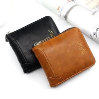 Mens Leather Wallet  Zipper Small Purse Card Holder Man Carteira Masculina Couro Coin Purse Man Porte Monnaie Money Bag