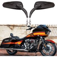 กระจกมองข้างรถจักรยานยนต์สำหรับ Harley Davidson มาตรฐานซอฟต์เทล FXST Glide Electra Road Custom Dyna Tou โครเมียม/สีดำ