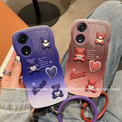 Phone Case เคส OPPO A58 4G A78 4G A78 NFC ลายการ์ตูน3D น่ารักตุ๊กตาหมีกันกระแทกฝาครอบนิ่มพร้อม OPPOA58สร้อยข้อมือซิลิโคน4G 2023