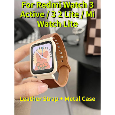 สำหรับ Redmi Watch 3สายที่ใช้งาน /Redmi Watch 3 2สาย Lite/Mi Watch Lite สายหนังสำรองสายรัดข้อมือ Xiaomi Redmi 3 Lite Active Strap พร้อมเคสป้องกันโลหะ