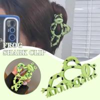 Frog Shark Clip Korean Funny Style Metal Green Back Head Accessories New Hair Hair Claw L1M4