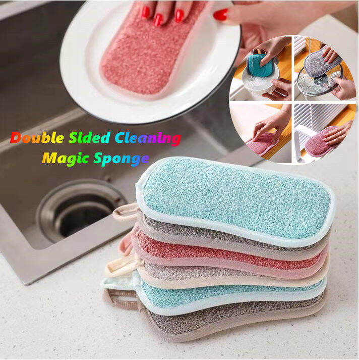 Double Sided Cleaning Magic Sponge Kitchen Dishcloth Scouring Pad