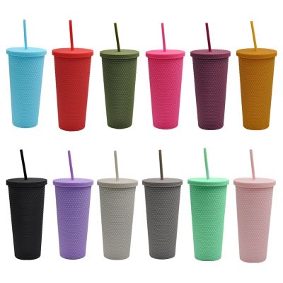 hotx【DT】 710ml Layer Cup with Lid and Mug Durian Small Hole Cold Drink Wholesale