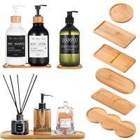 Bamboo Wood Tray Countertop Bottle Storage Tray Oval Rectangular Shampoo Body Wash Bottle Holder Bathroom Accessories