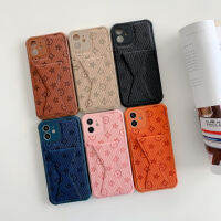 เหมาะสำหรับเคสโทรศัพท์14promax ดอกไม้เก่า Apple 13เคสหนังใส่การ์ดยืด12ชิ้น