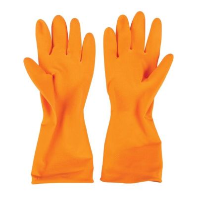 ถุงมือยางสีส้ม ถุงมือยางอเนกประสงค์ ตรา RHINO ไซส์ M / L  ( 1 แพ็ค 12 คู่ )