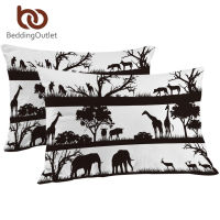 BeddingOutlet Elephant Decorative Pillowcase African Animal Pillow Case Giraffe Deer Pillow Protector Tree Pillow Cover Dropship