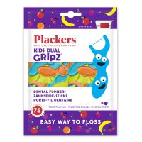 ไหมขัดฟันแบบมีด้ามจับสำหรับเด็ก Plackers Flosser Kids Dual Gripz 75 pcs