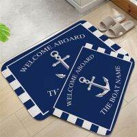 Blue Letter Ocean Kitchen Floor Mat 40x60cm Anchor Boat Decor Door Rugs for Living Room Anti-Slip Suede Bath Mats Indoor