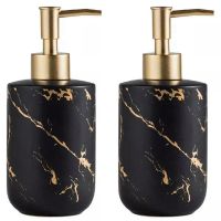 2X 300ML Ceramics Emulsion Bottles Latex Bottles Liquid Soap Dispensers Bathroom Set Home Decor -Black