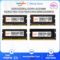 WALRAM Memoria Ram DDR4 DDR3 8GB 4GB 16GB แล็ปท็อป RAM SODIMM 1333 1600 1866 2400 2666 DDR3L 204pin หน่วยความจำโน้ตบุ๊ก Sodimm 1.2V1.35V 1.5V (ส่งเครื่องมือ)