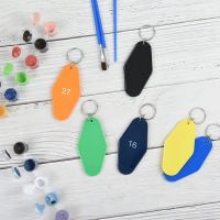 40Pcs Vintage Motel Keychains 20 Colors Hotel Keychains Blank Heat Transfer Ornament for Sublimation Vinyl DIY Making