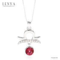 Lenya Jewelry  จี้สัญลักษณ์ Zodiac ประจำราศีตุลย์เจ้าแห่งความเที่ยงตรง และความเสมอภาค ประดับพิ้งค์ทัวร์มาลีน (Tourmaline) สีชมพู และคิวบิกเซอร์โคเนีย (Cubic Zirconia) บนตัวเรือนเงินแท้ชุบทองคำขาว