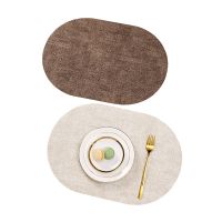 【CW】 Inyahome Luxury Oval Round Mats for Dining Set of 1/4 Non-Slip Coaster Leather Tableware Coffe Accessories