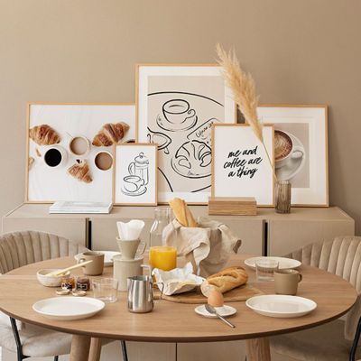 กาแฟชายามบ่ายขนมปังผนังศิลปะผ้าใบจิตรกรรมนอร์ดิกโปสเตอร์และภาพพิมพ์สำหรับห้องนั่งเล่นตกแต่ง