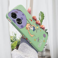 เคสโทรศัพท์ Hp สำหรับ OPPO A78 4G A78 4G เคสโทรศัพท์การ์ตูนดวงจันทร์น่ารักลายขอบสี่เหลี่ยมปลอกซิลิโคนของเหลวเคสป้องกันกล้องคลุมทั้งหมด