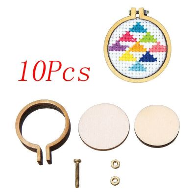 10/20pcs/Set Wooden Mini Embroidery Hoop Ring Cross Stitch Frame Handmade Pendant Crafts Embroidery Circle Sewing Kit Needlework