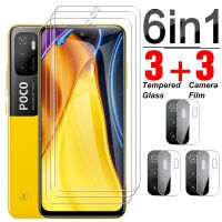 (Bishop Belle)6 In 1กระจกนิรภัยสำหรับ Xiaomi Poco M3 Pro 5กรัมเต็มฝาครอบป้องกันหน้าจอเลนส์ฟิล์มสำหรับ Mi Poco F3 X3 Nfc กระจกนิรภัย