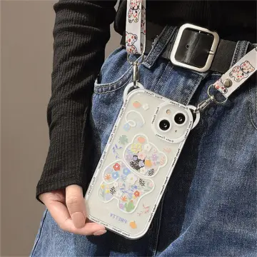 For iPhone 14 Pro Max 13 12 11 Plating TPU Crossbody Lanyard