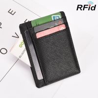 RFID Cow Leather Sweet Fashion Candy Color Business Card Holder Womens Safiano Cross Pattern Wide Plus Size id card Case Wallet